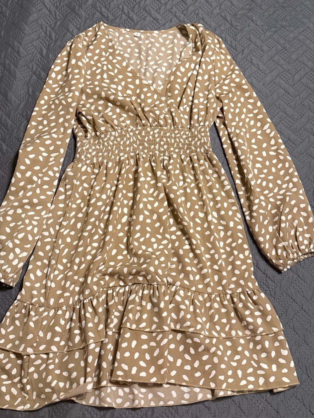 Tan Polka Dot Ruffle Dress - Picture 5 of 5